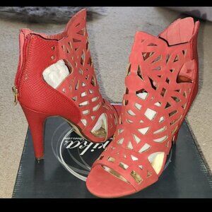 Unique Red Cutout Heels Size 7.5